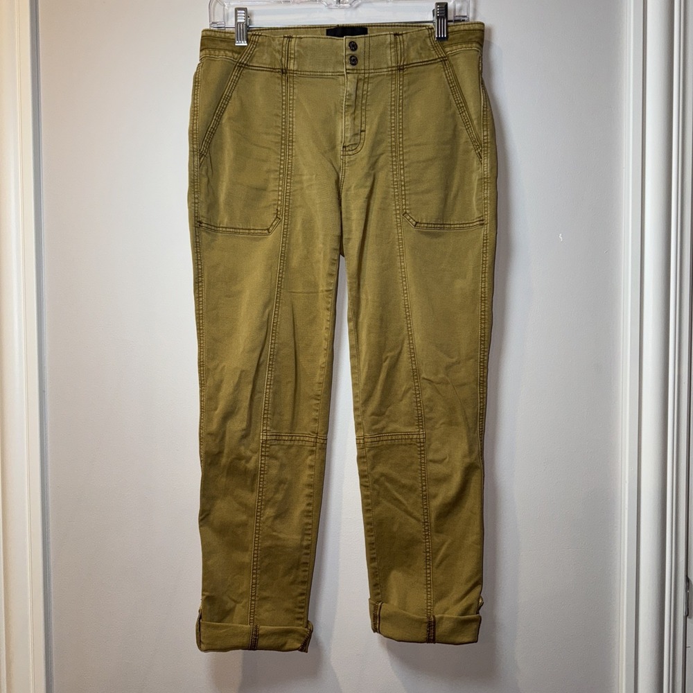 White House Black Market Mid-Rise Pret-A-Pedi Straight Crop Utilit Pant KHAKI 2‎